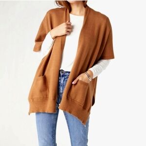 NWT Cozy Knit Draped Cape Cardigan | Soft Rust Open Front Sweater OS